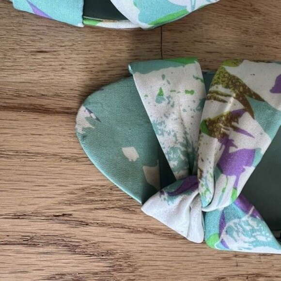 Nine West Floral Print Heeled Sandal Twist Front Women's Shoes Size 7.5M Green - Picture 5 of 8